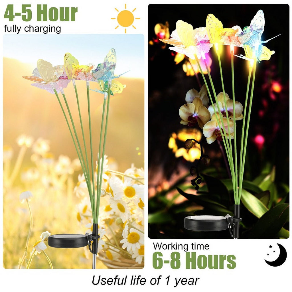 topjuju 2Pack Solar Garden Butterfly Lights, Swaying Butterfly Light, Like Lively Butterfly Flying in Garden, Waterproof Color Changing Solar Outdoor Lights for Yard Pathway Decor