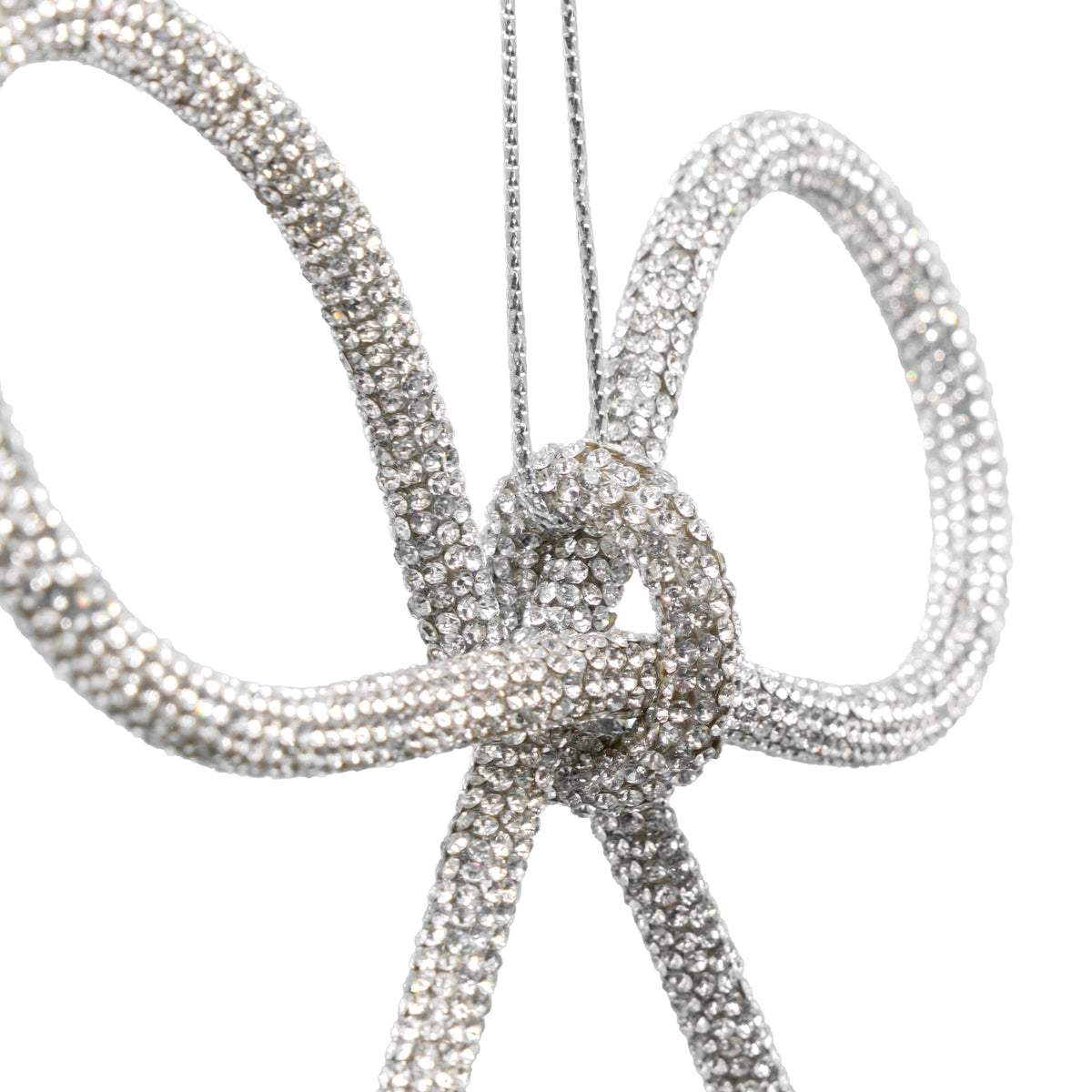 My Texas House 2-Count Silver Crystal Bow Christmas Ornaments, 6"