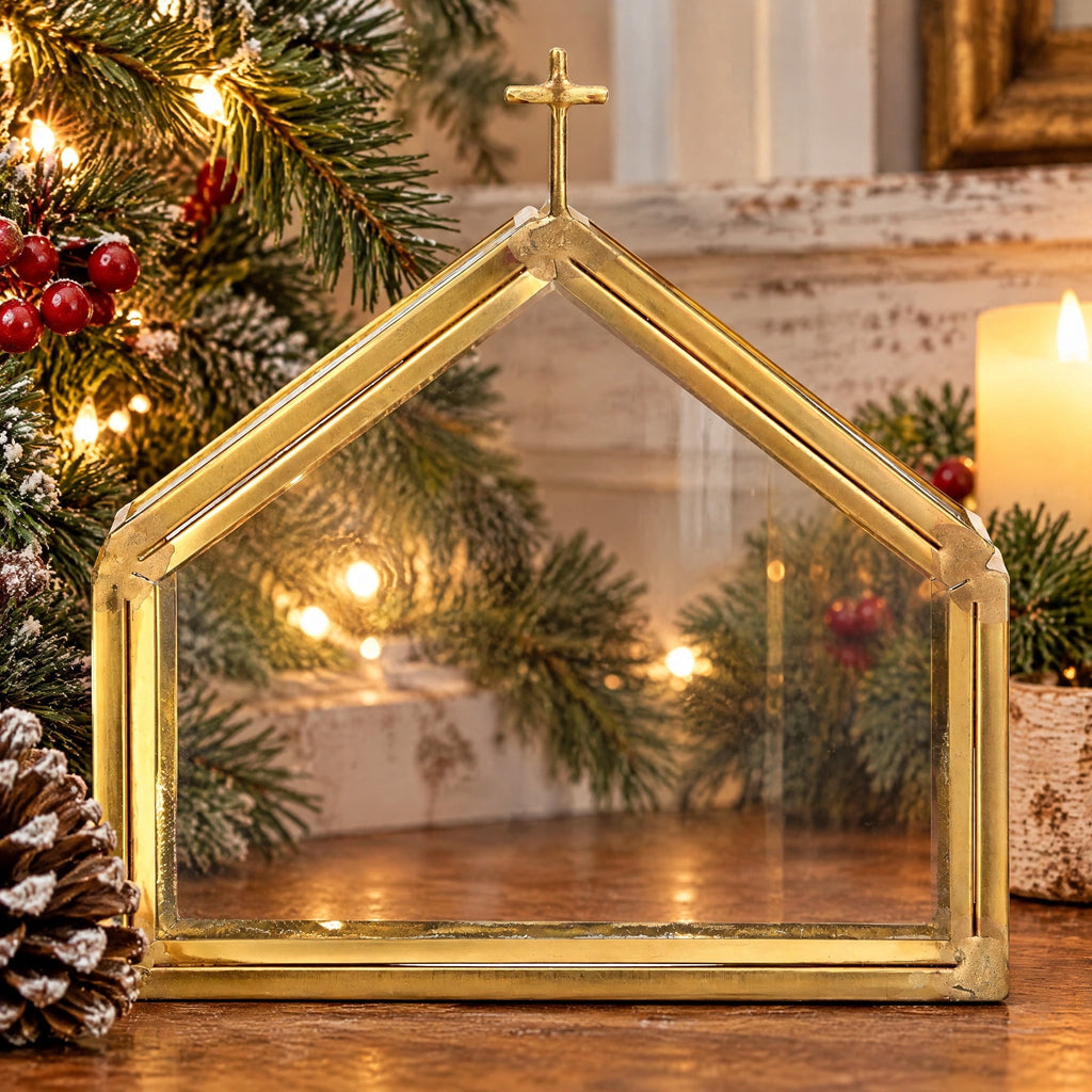 Clear Glass Church Candle Holder, 4", by Holiday Time