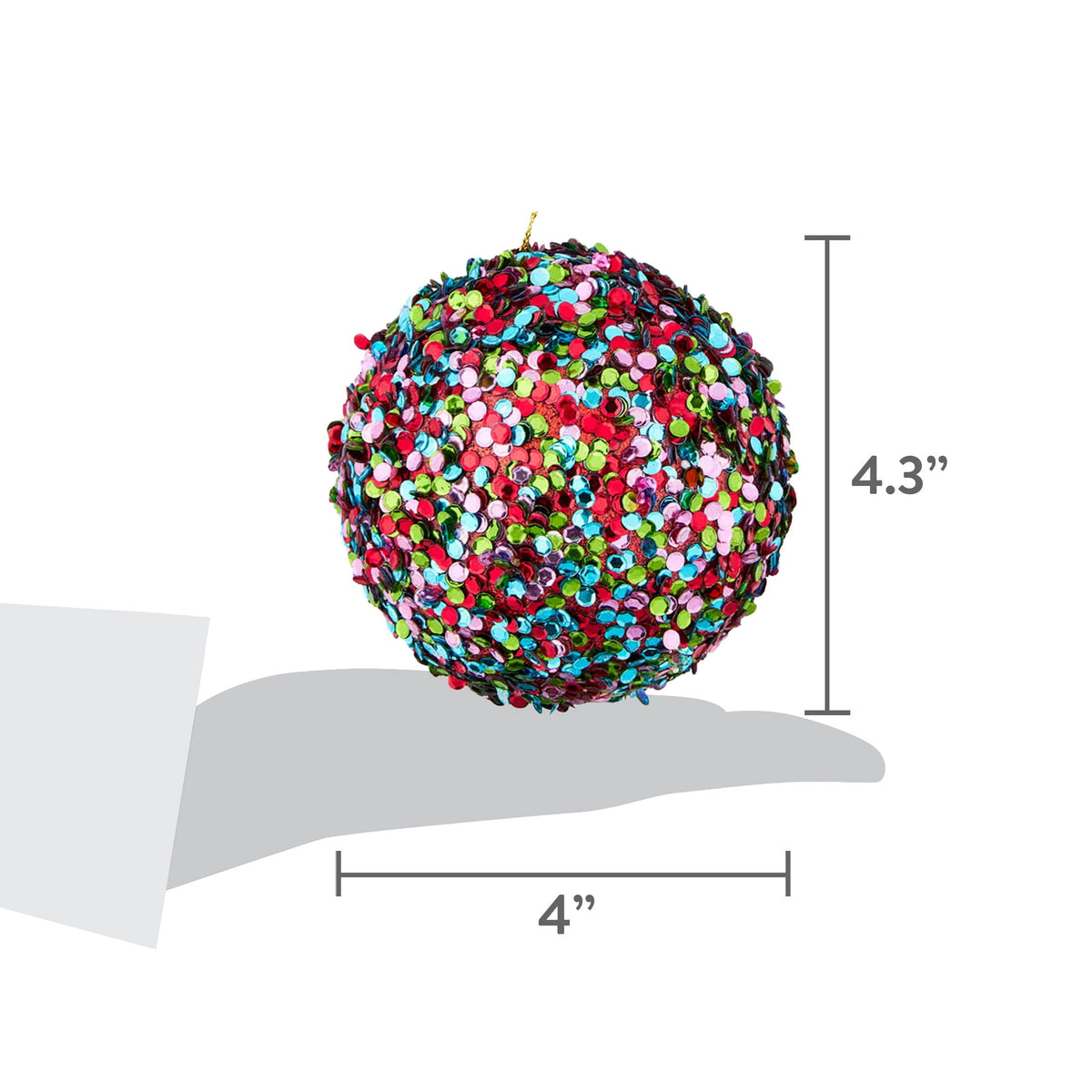 4-Count Multicolor Sequin Ball Christmas Ornaments, 4.3", by Holiday Time
