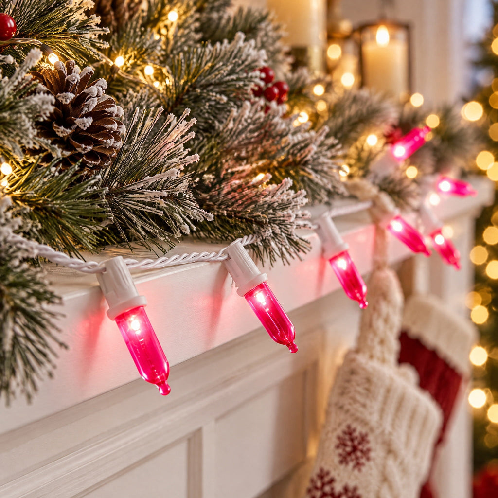 Indoor/Outdoor 100-Count LED Mini Christmas String Lights, Warm White, White Wire, 19.5', by Holiday Time