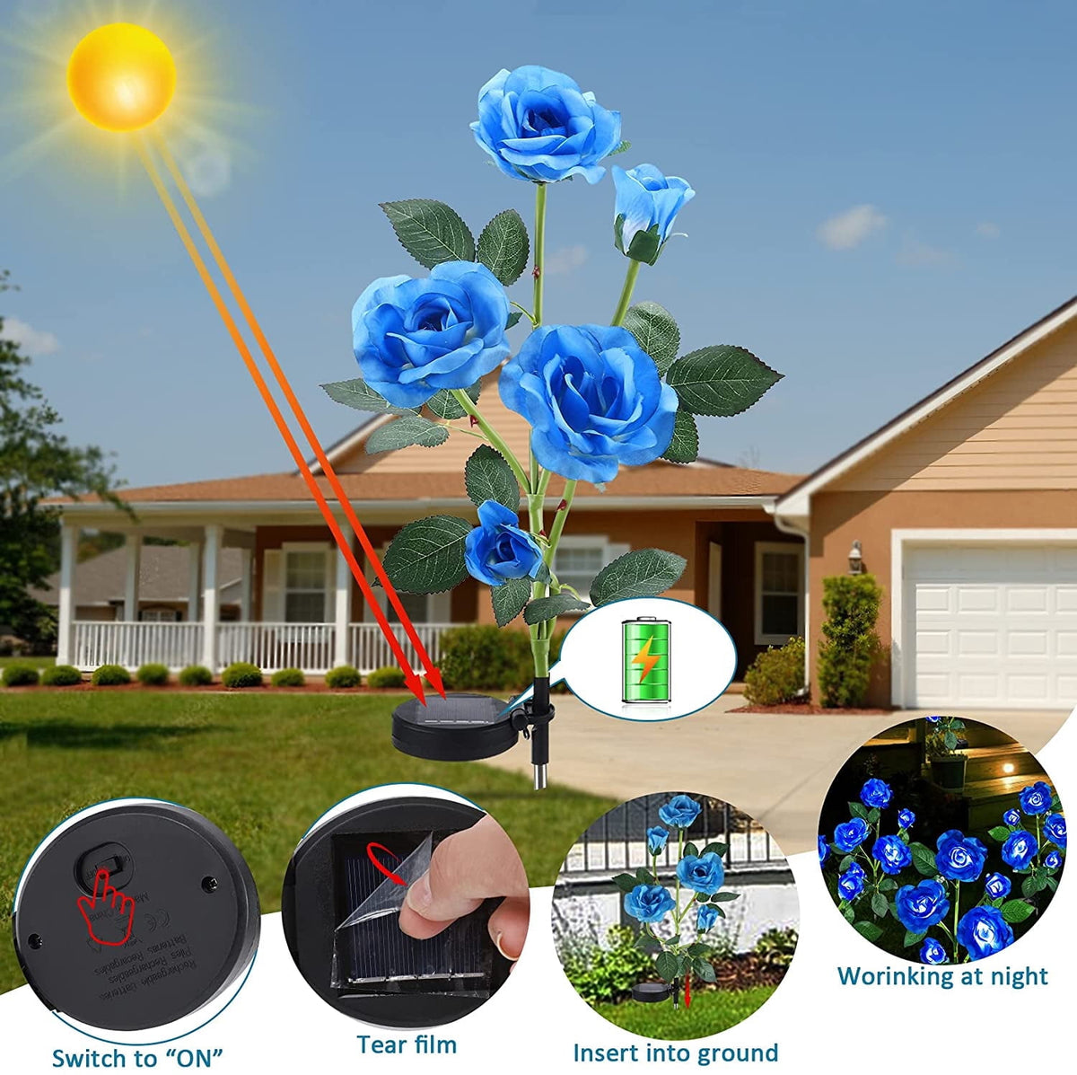 Qishi Solar Red 1.2 V LED Landscape and Walkway Light (2 Pack)