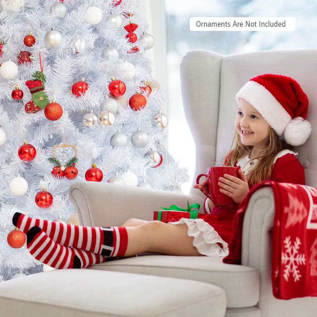 Topbuy 6FT White Realistic Xmas Tree, Lush Christmas Tree W/ 792 PVC & PET Branch Tips
