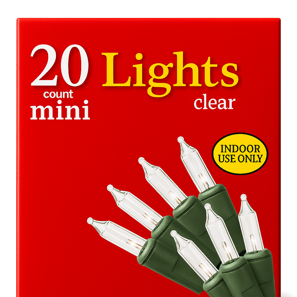 Greenbrier International 20-Count Mini Christmas Lights, Clear Indoor String Light Set, 5 ft (1.5 m)