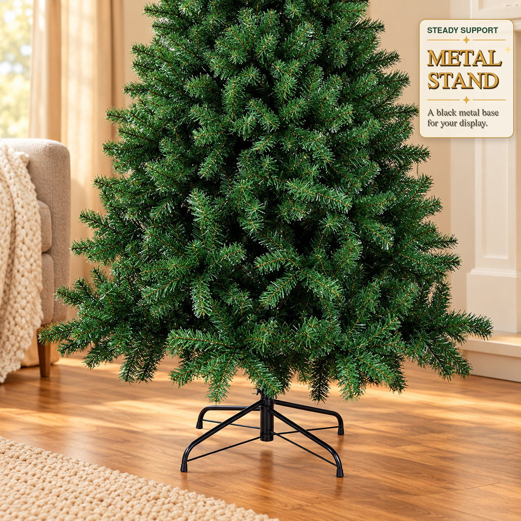Fenbeli 6ft Artificial Christmas Tree with Metal Base, Indoor Outdoor Green
