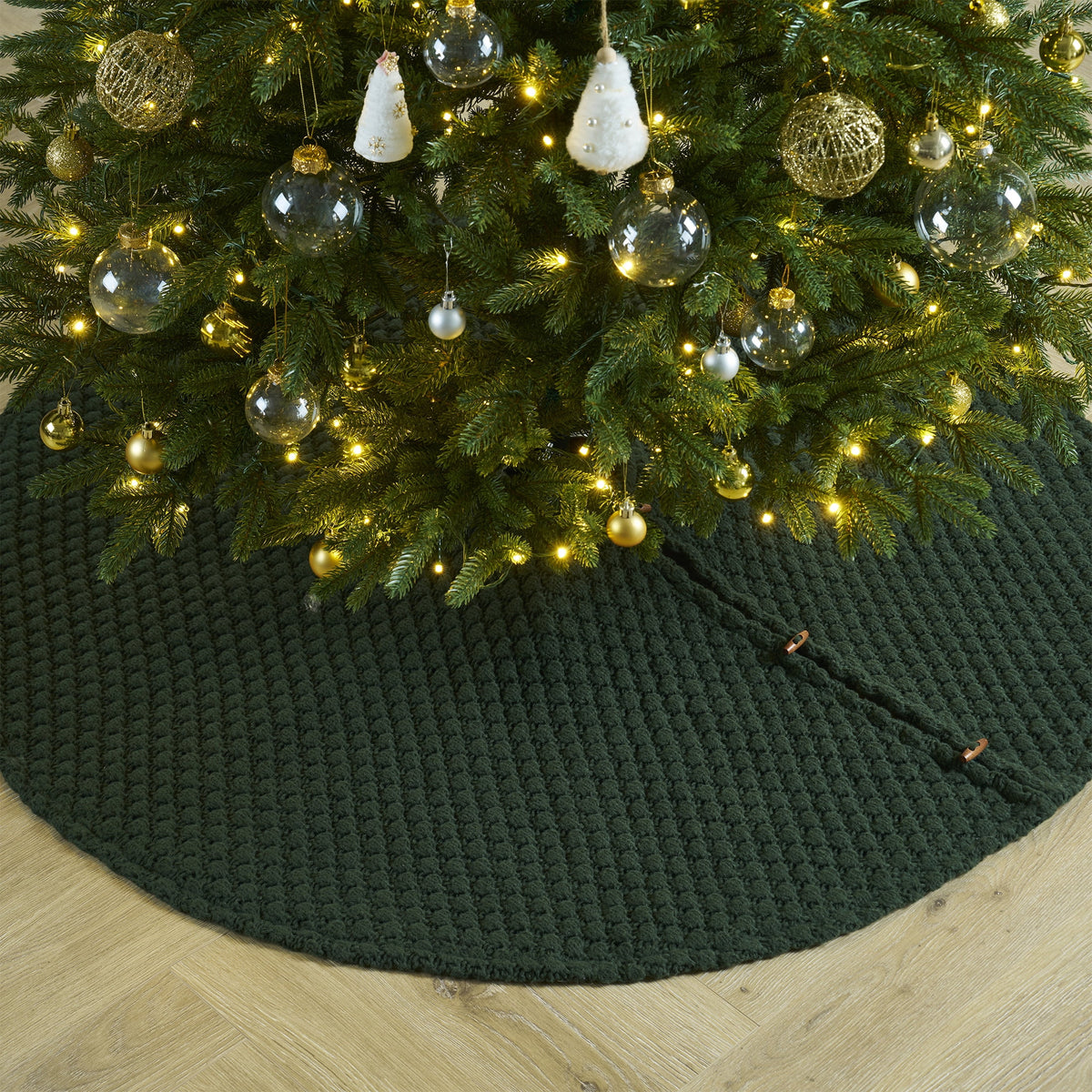 My Texas House Ralph Textured Knit Christmas Tree Skirt, Green, 52"