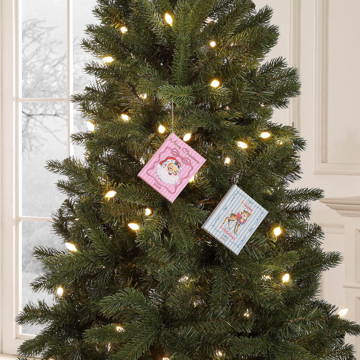 Mr. Christmas Santa Storybook Ornament, Pink