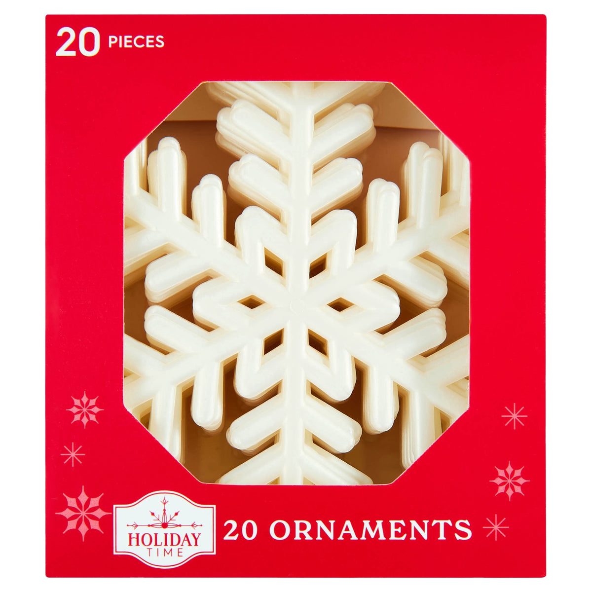 20-Count Pink Glitter Snowflake Christmas Ornaments, 3.9", by Holiday Time