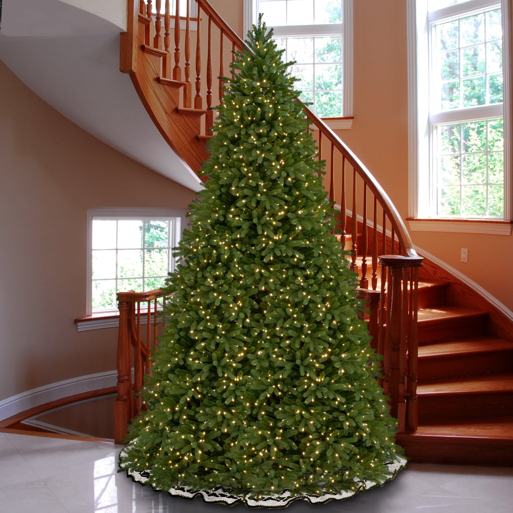 National Tree Company 9 ft. Pre-Lit Jersey Fraser Fir Full Artificial Christmas Tree, 1,500 Clear Lights, 4,804 Tips, Includes Stand, Green