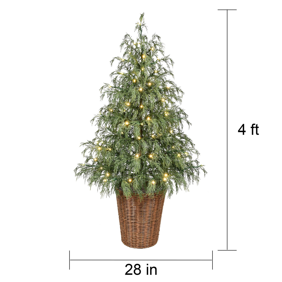 My Texas House 4ft Pre-lit Green Northern Pine Potted Christmas Tree, 80 Twinkle LED