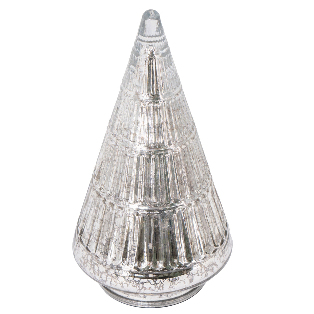 My Texas House Glass Tree Christmas Decoration, Silver, 8.5"