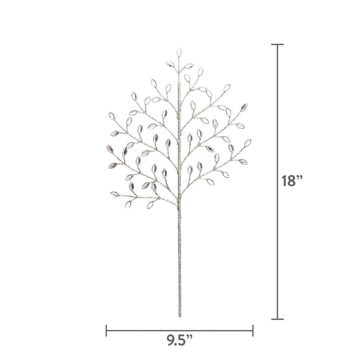 Champagne Gold Glitter and Gem Branch Decorative Christmas Pick, 18", by Holiday Time