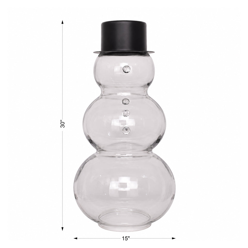 Glass Snowman with Metal Hat Christmas Decoration, Clear and Black, 30", by Holiday Time