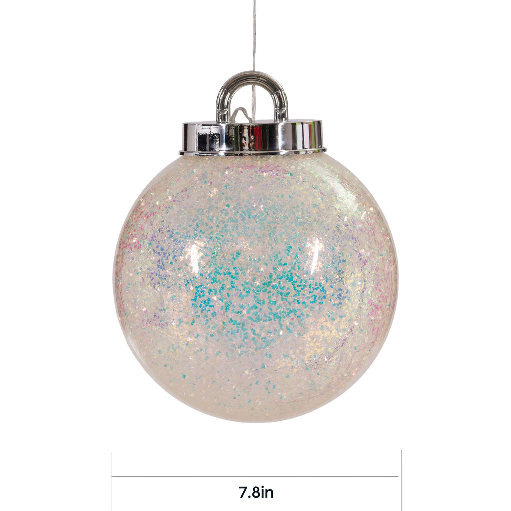 Indoor/Outdoor LED Giant 8-Function Christmas Ornament Decoration with 50 LED Lights, Glittering Warm White, 7.8", by Holiday Time