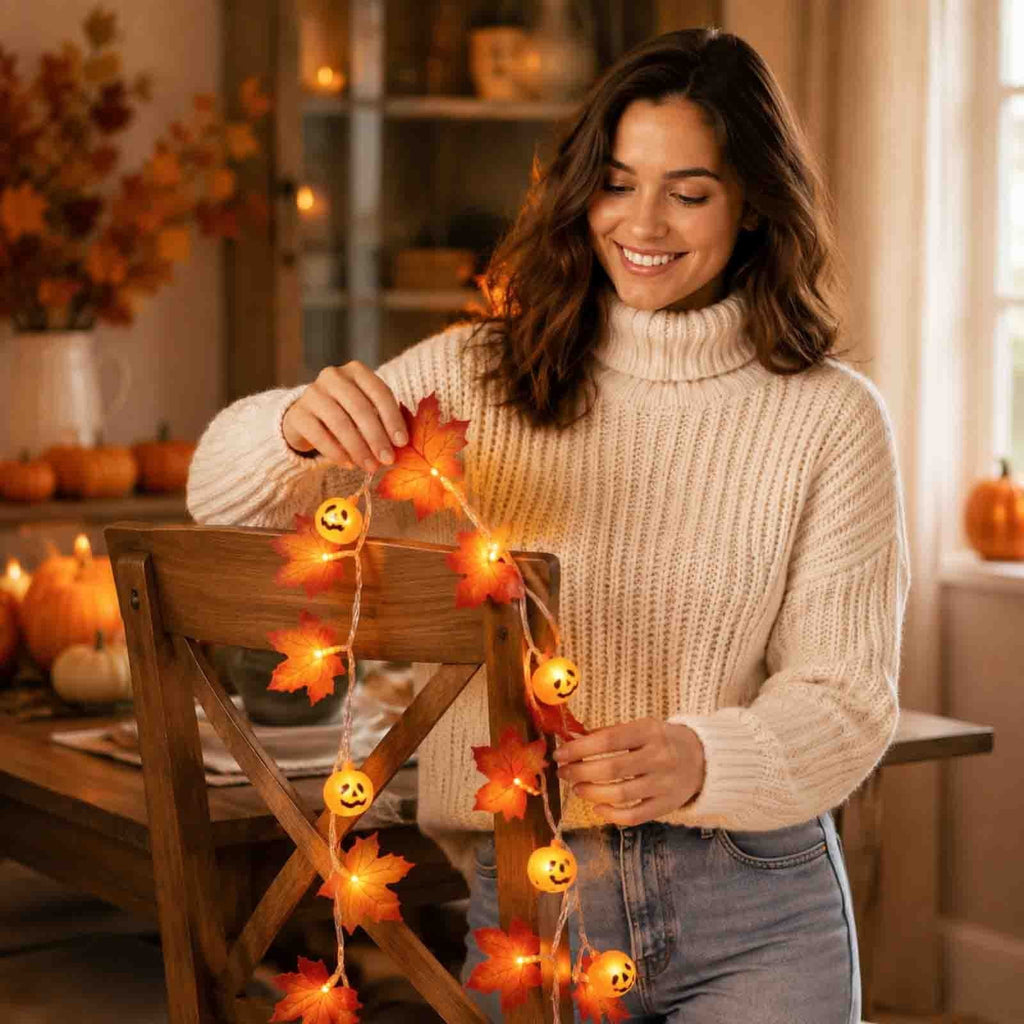 AZXY Halloween String Lights, Ghost Shaped White Halloween Lights, Indoor Outdoor Halloween Decor, Halloween Party Indoor Decor, Battery 5 FT Halloween Decorations, Stair Mantel Patio Halloween Decor