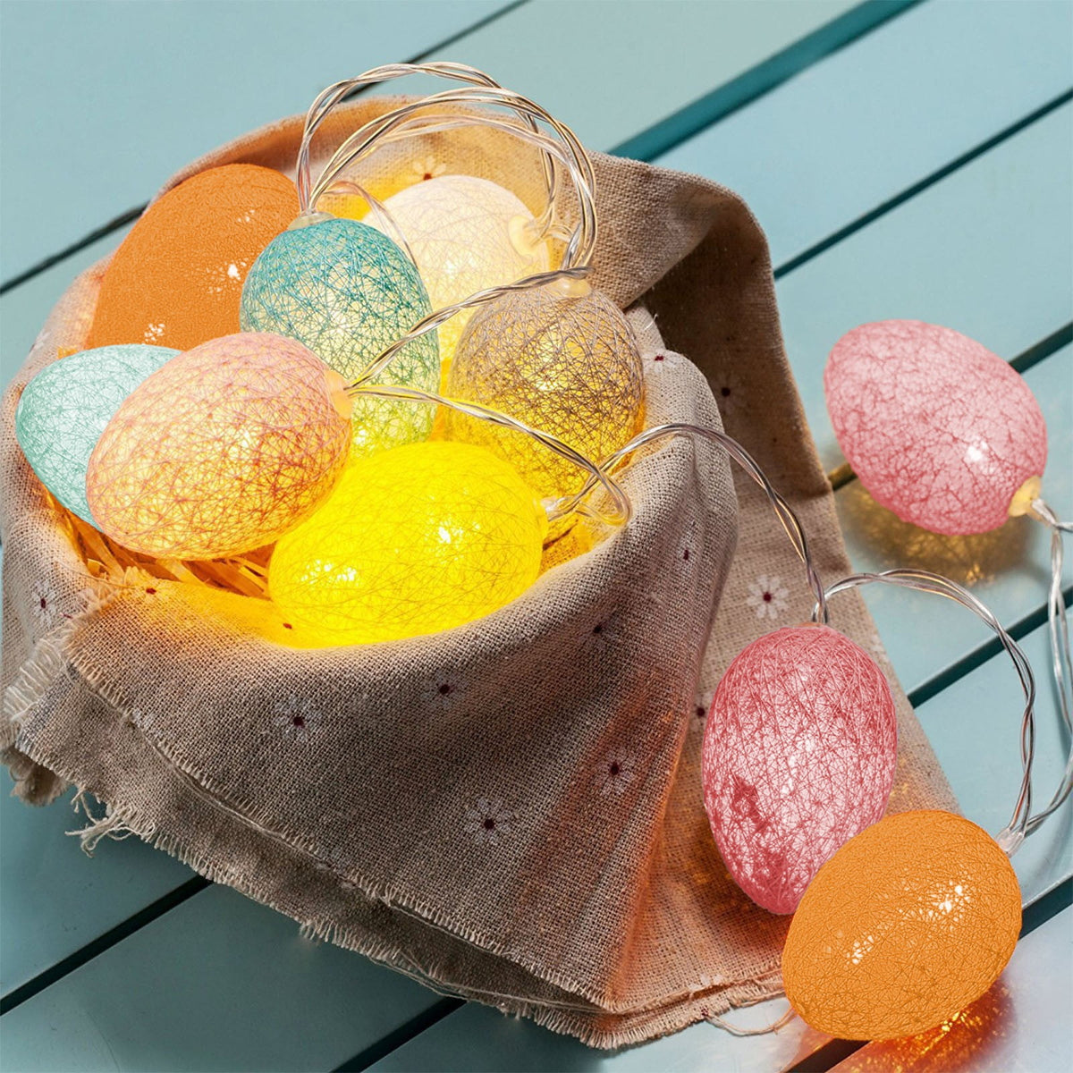 XGFHYJEH Easter Lighted Window Decorations, Easter Egg Lights, Easter Lights, Egg String Lights, Easter Decorations Indoors, Easter Hanging Decoration