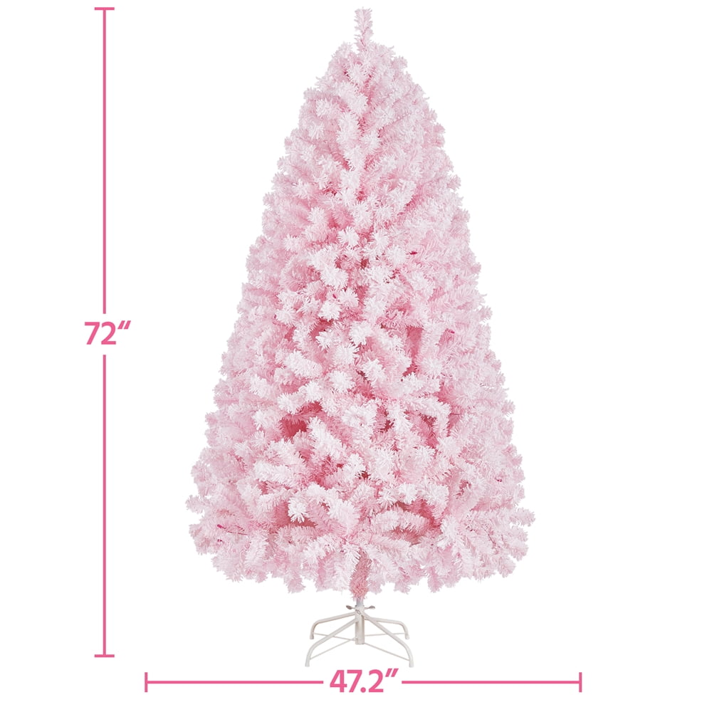 Alden Design 7.5 ft Pre-Lit Flocked Christmas Tree with Warm Lights, Frosted White