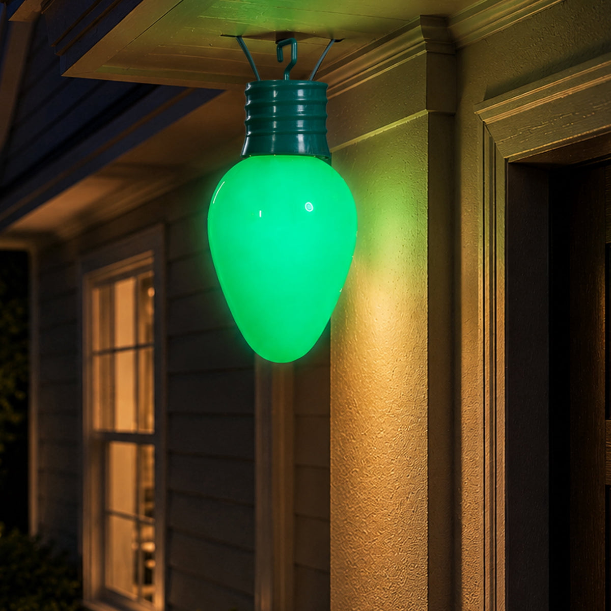 Indoor/Outdoor LED Giant Hanging C9 Bulb Christmas Light, Ceramic Green, 14", by Holiday Time