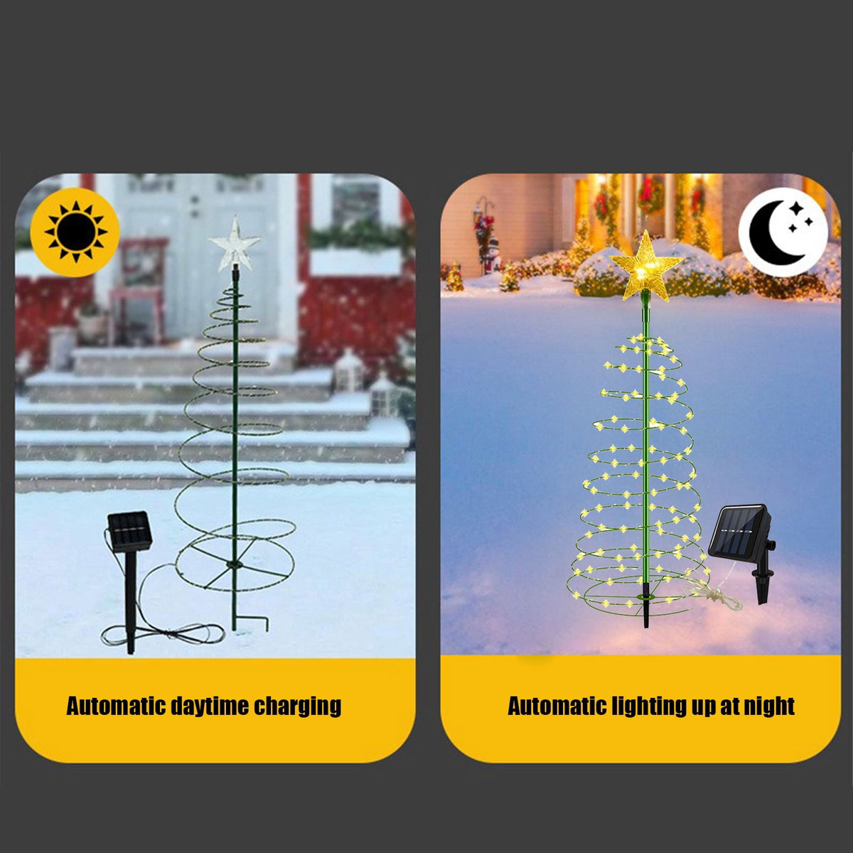 AuroraX Christmas Tree Christmas Decorations DIY 8 Lighting Modes Solar Waterproof Lighted Holiday Yard Stakes Indoor Outdoor Lights Patio Christmas Decorations