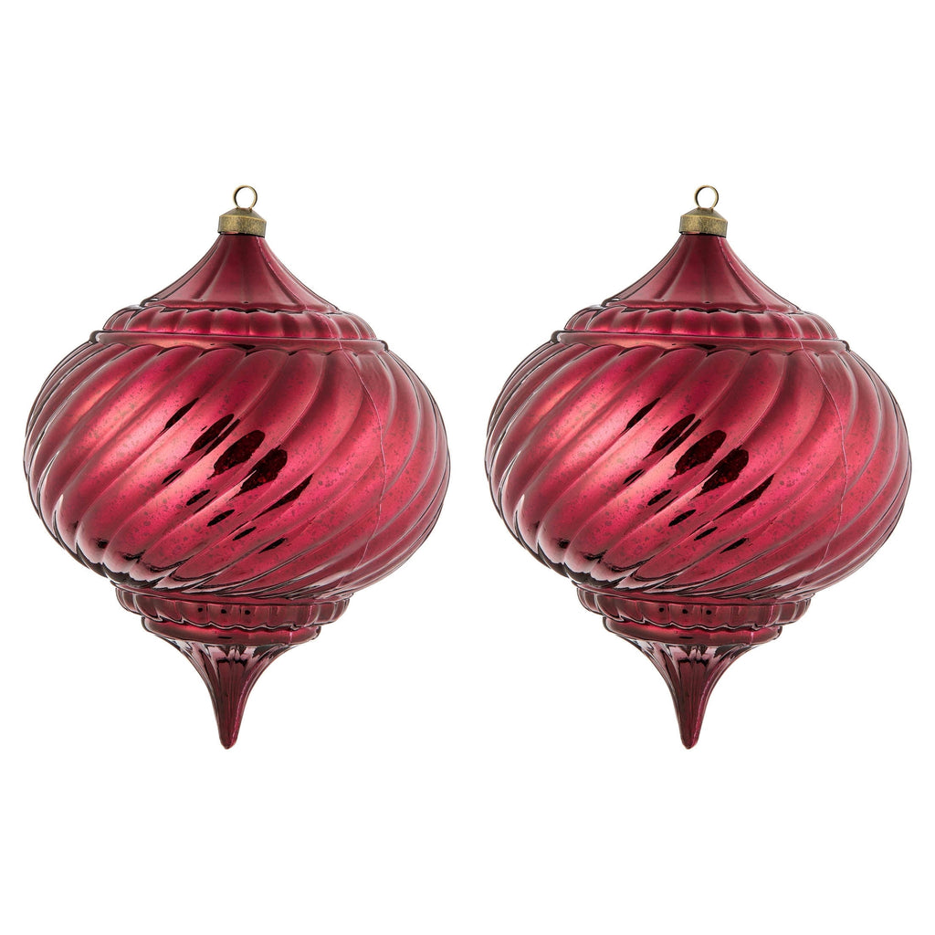 My Texas House 2-Count Burgundy Finial Shatterproof Christmas Ornaments, 11"