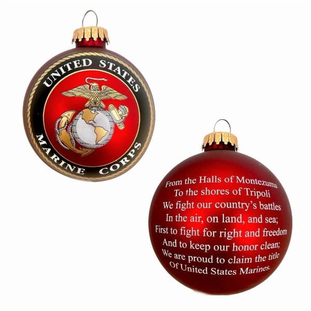 Matte Red United States Marine Glass Ball Christmas Ornament, 3.8", by Holiday Time