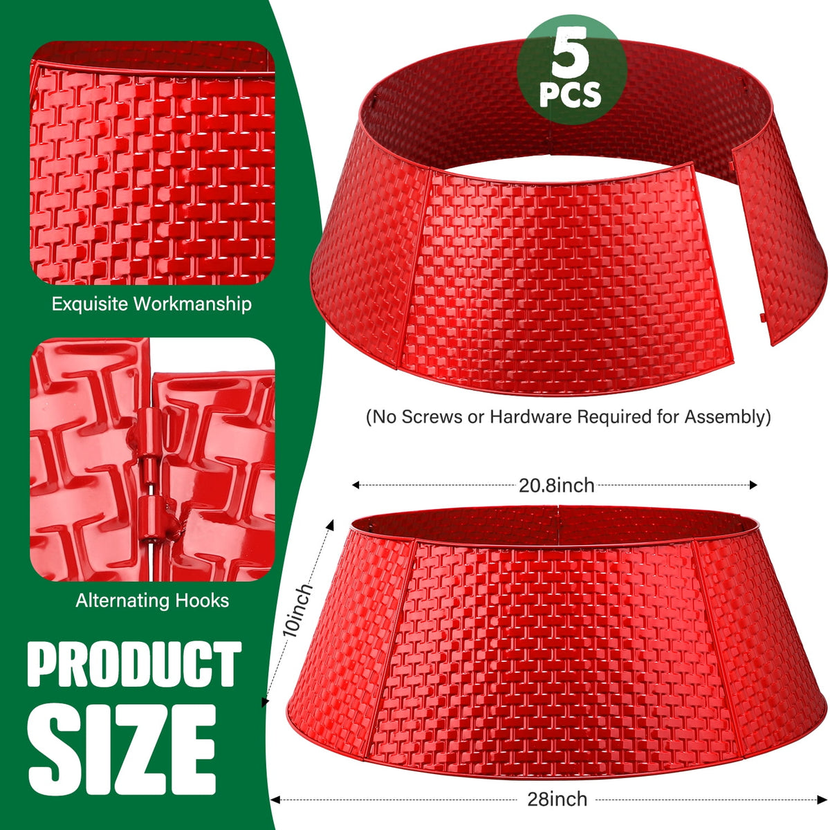 Ayieyill 28 inch Christmas Tree Collar, Christmas Tree Skirt for Christmas Tree Decorations | Metal