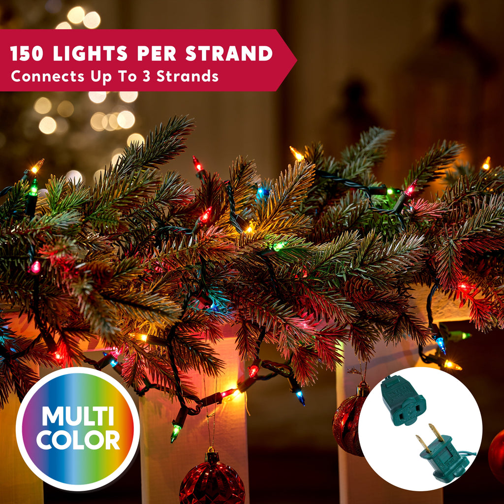 Joyfy Multicolor Christmas Lights,21.4ft 100 Count Multicolor Christmas String Lights,Connectable Green Wire Xmas Tree Lights for Indoor Outdoor Christmas Decorations Holiday Party Decor
