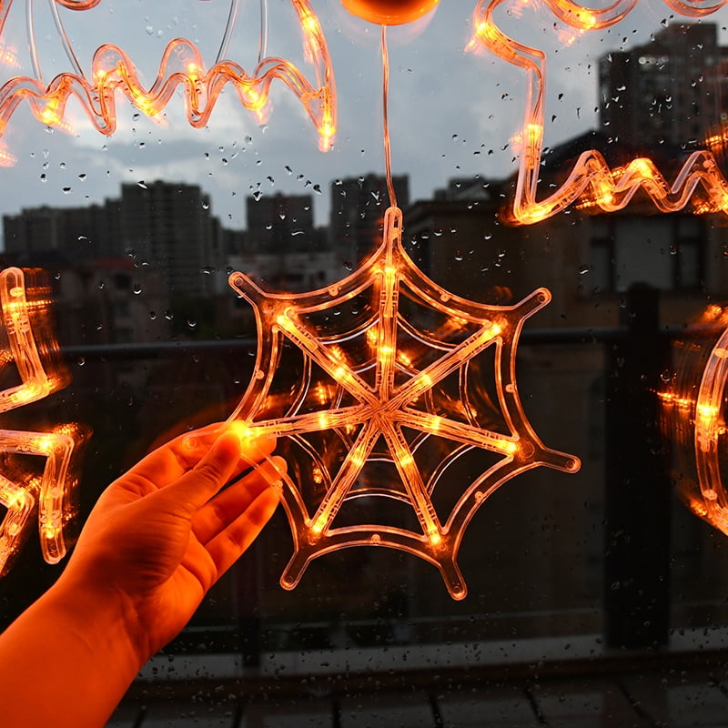 Halloween Window Lights Home Indoor LED Pumpkin Spider Ghost LED Sucker Lamp 2024 Halloween Party Hanging Decoration Kids Favors