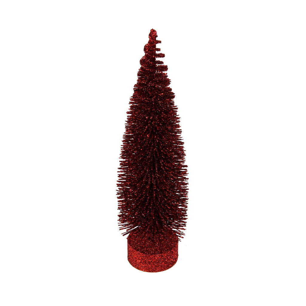 Vickerman 12"-14"-16" Burgundy Glitter Oval Pine Artificial Christmas Tree, Set of 3
