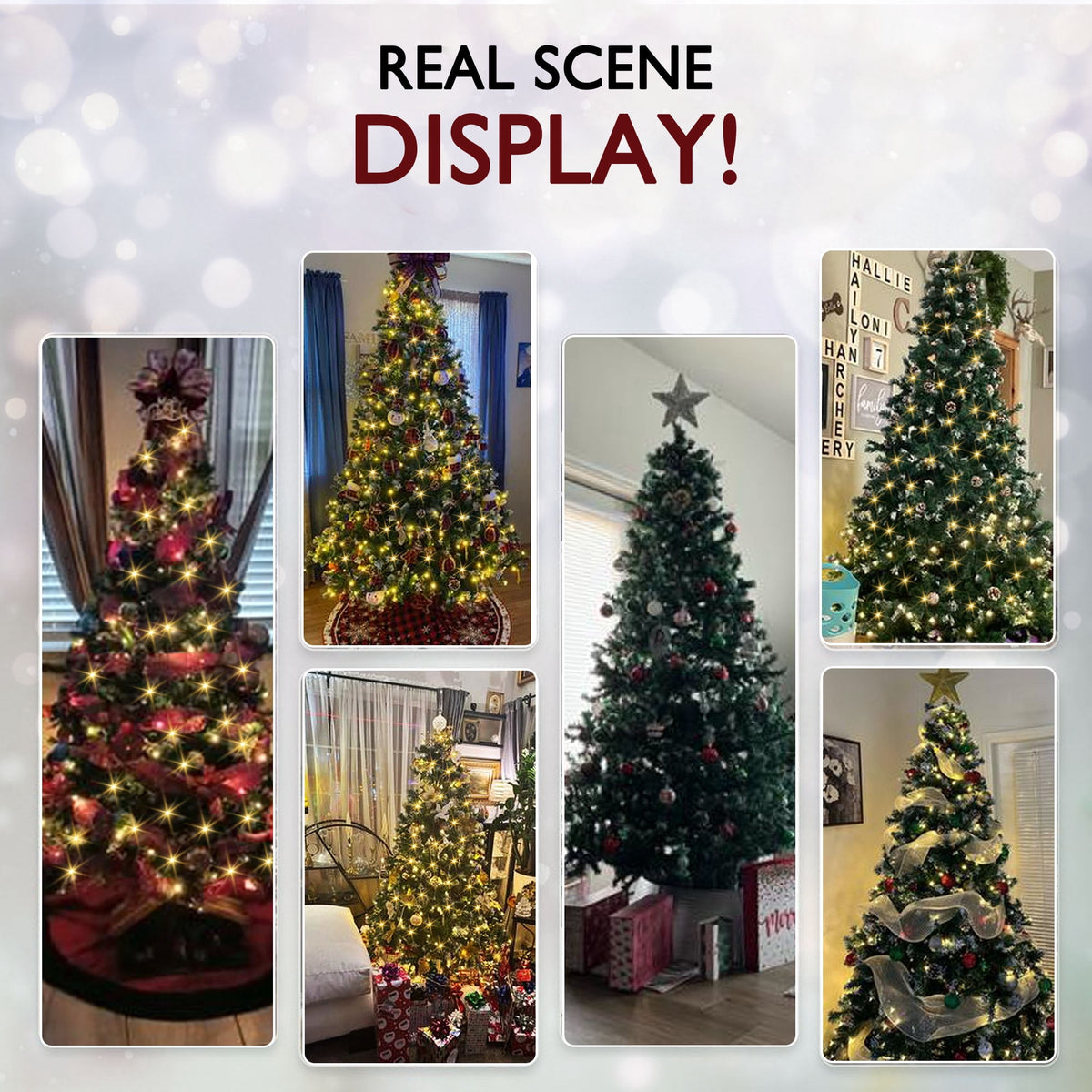 Yexmas 7.5ft Pre-Lit Christmas Tree with Tree Topper, 8 Modes LED Lights, Artificial Xmas Tree with Large Storage Bag