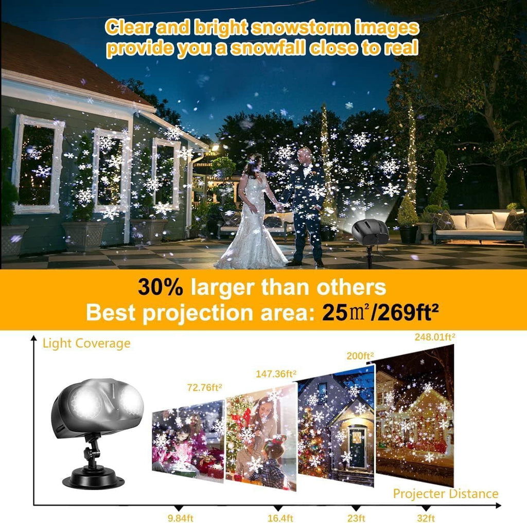 Christmas Snowflake Projector Lights Outdoor, Owl Shaped Led Snowfall Show Outdoor Waterproof Landscape, Decorative Lighting Projection Lamp for Xmas Holiday Wedding Indoor Garden Patio Party