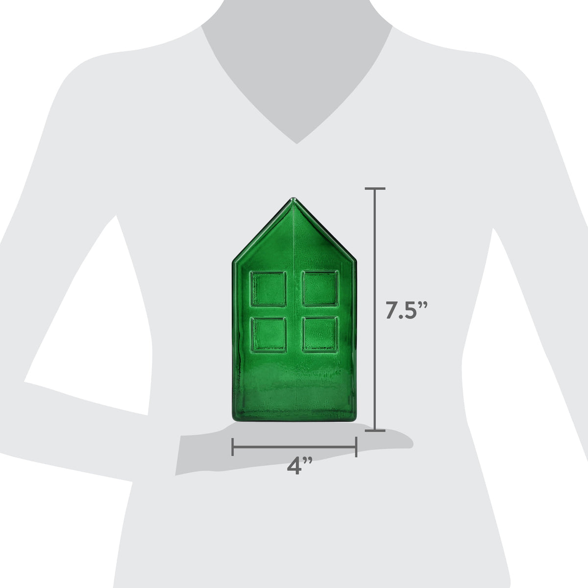 Glass House Christmas Decoration, Green, 7.5", by Holiday Time