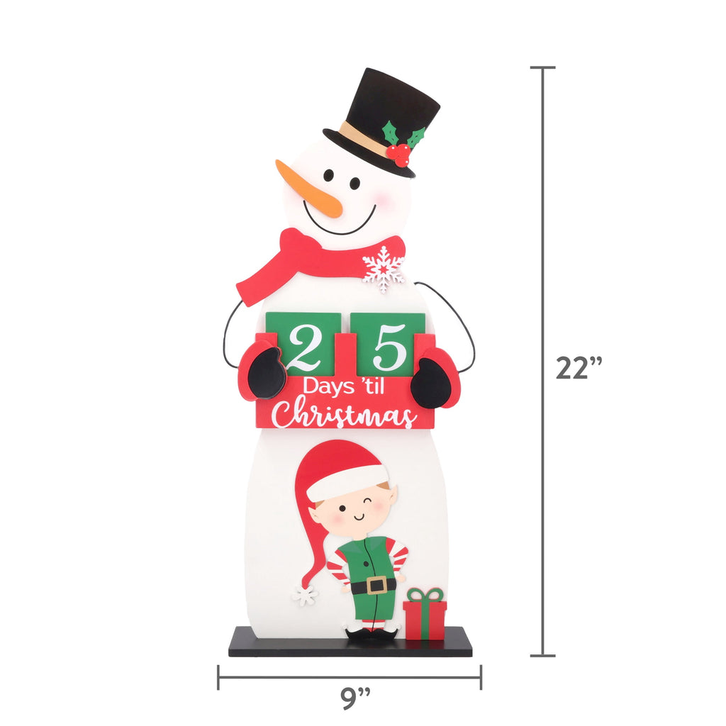Snowman and Elf Advent Calendar Christmas Decoration, Multicolor, 22", by Holiday Time