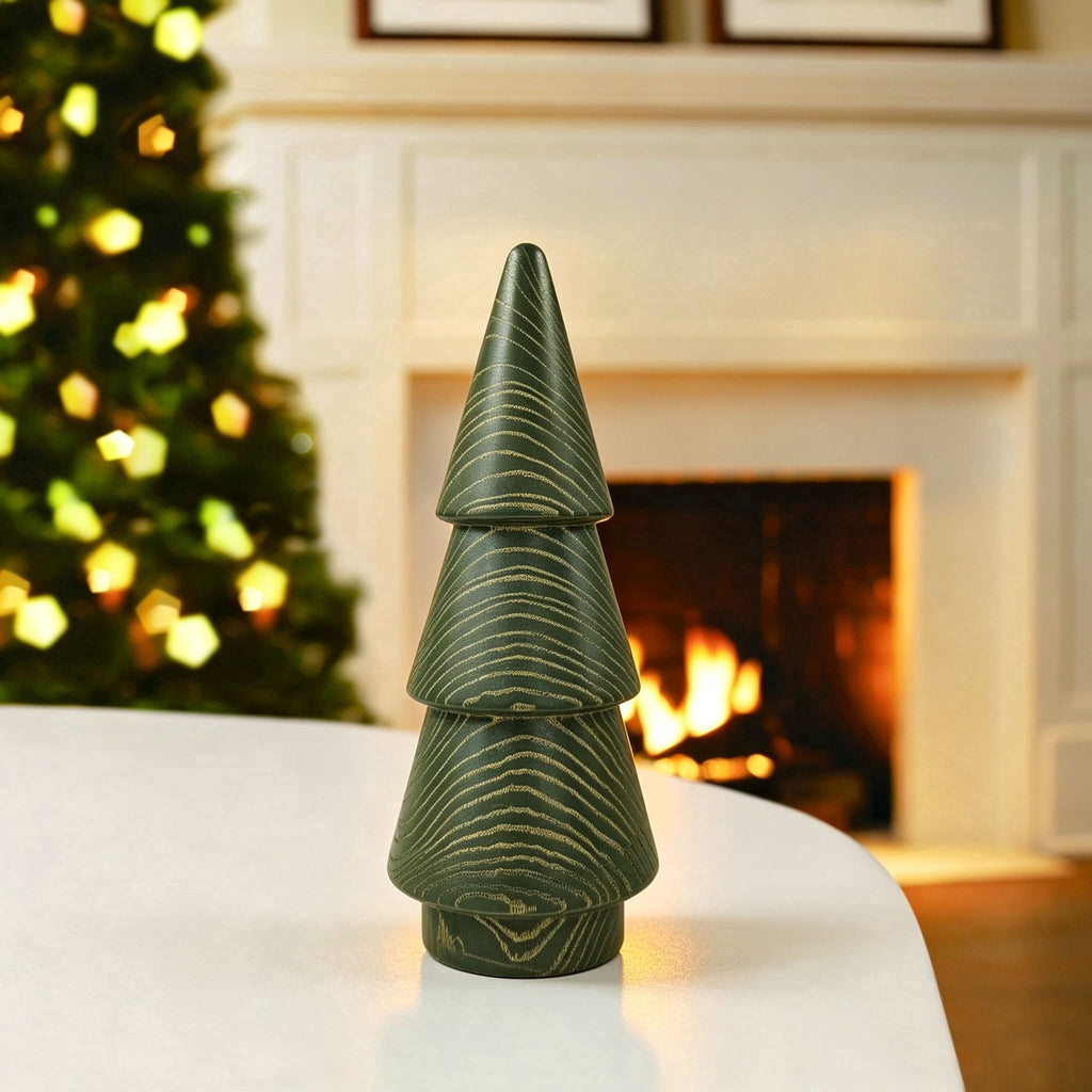 Wooden Christmas Tree Decoration, Green and Gold, 14", by Holiday Time
