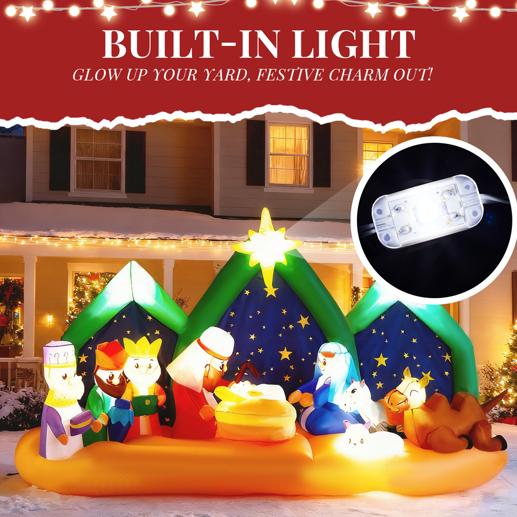 Ktaxon 9ft Length Christmas Nativity Scene Inflatable Holy Family Baby Jesus Christmas Outdoor Decor