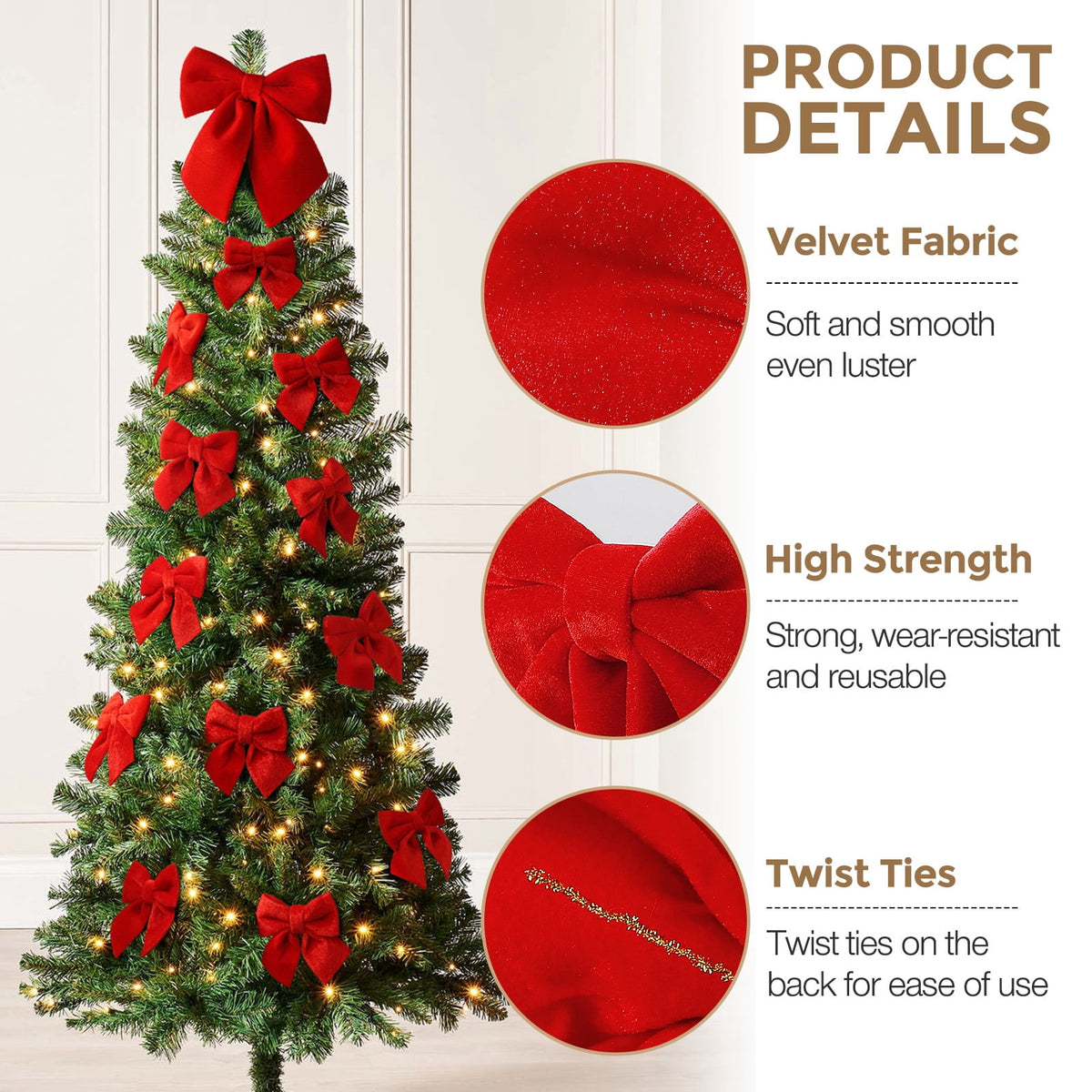Ayieyill 13 Pack Coquette Pink Bows for Christmas Tree, Large Velvet Christmas Bows for Wreaths Tree Fireplace Indoor Decor