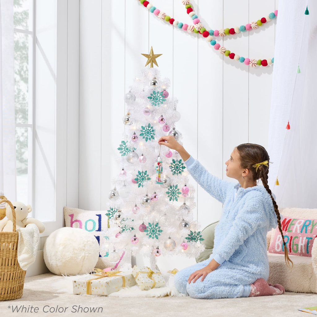 Best Choice Products 4ft Prelit Colored Christmas Tree, Artificial Tree Holiday Decor w/ 70 LED Lights - Baby Blue Tinsel