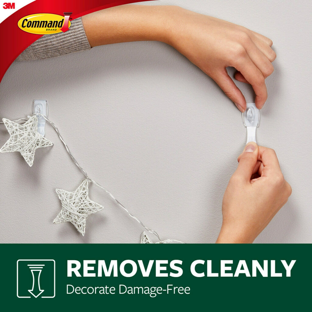 Command Indoor and Outdoor Light Clips, Clear, Hang Lights, 24 Clips and 28 Strips, Holiday Decorations