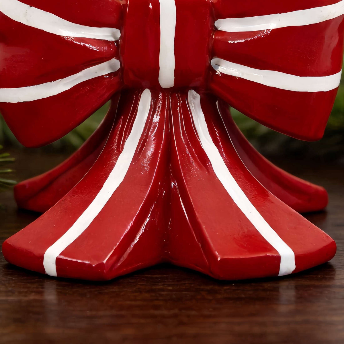 Red and White Resin Bow Christmas Taper Candle Holder, 4.3", by Holiday Time