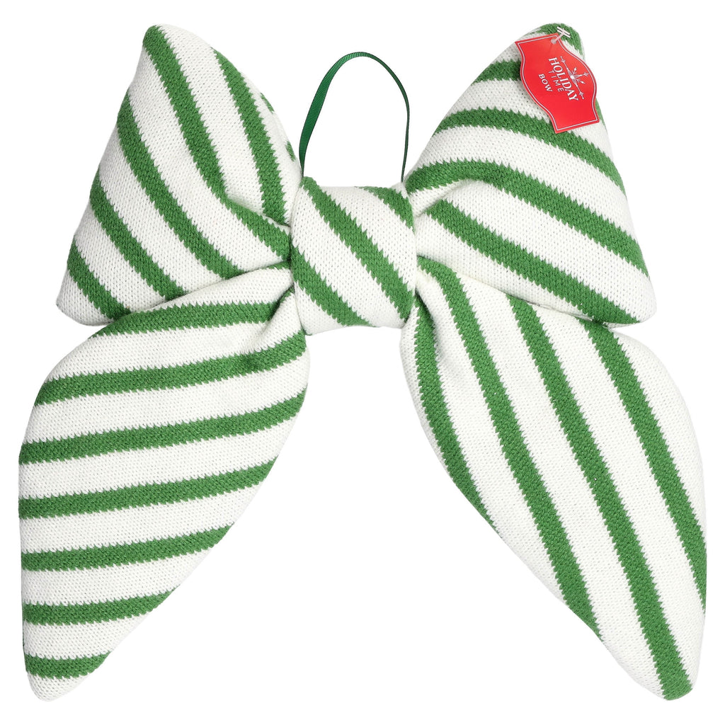 Green and White Striped Decorative Christmas Bow, 15", by Holiday Time