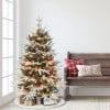 4.5 ft Pre-lit Flocked Halifax Fir Tree 250 Clear Incandescent Lights