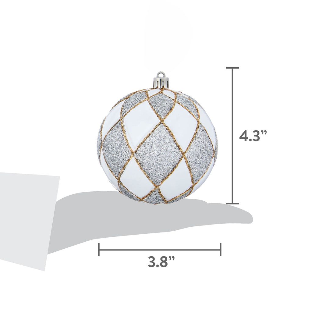 8-Count Silver and White Ball Shatterproof Christmas Ornaments, 4.3", by Holiday Time