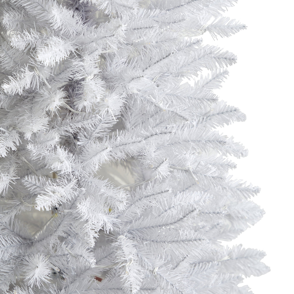 Nearly Natural 3' White Slim Artificial Christmas Tree Prelit 50 Warm White LED Lights