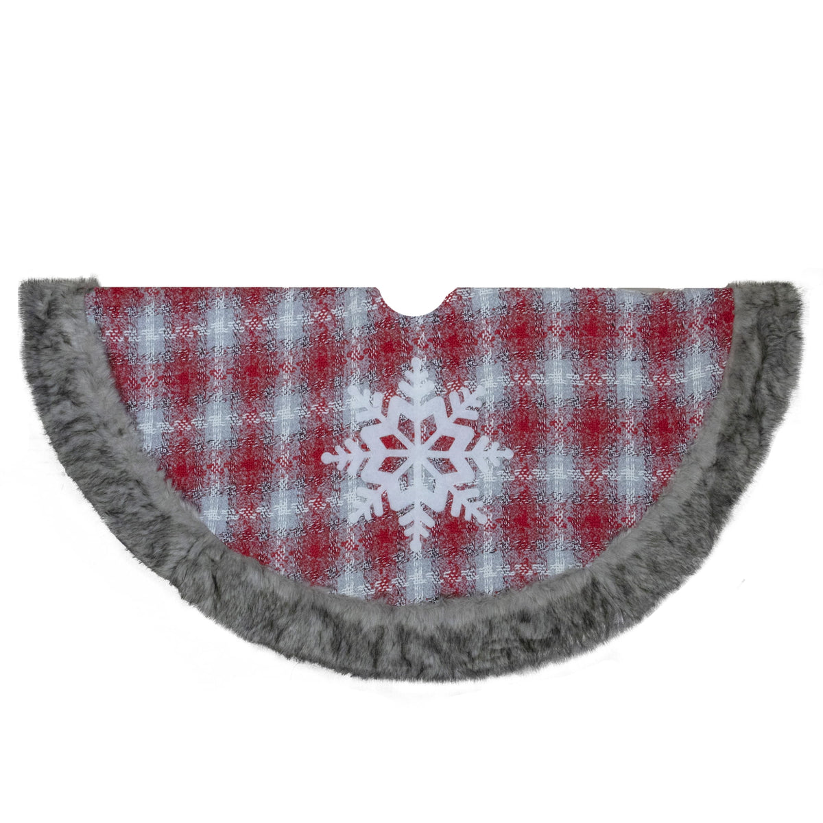 Northlight 48" Red and White Plaid Christmas Tree Skirt with Snowflake