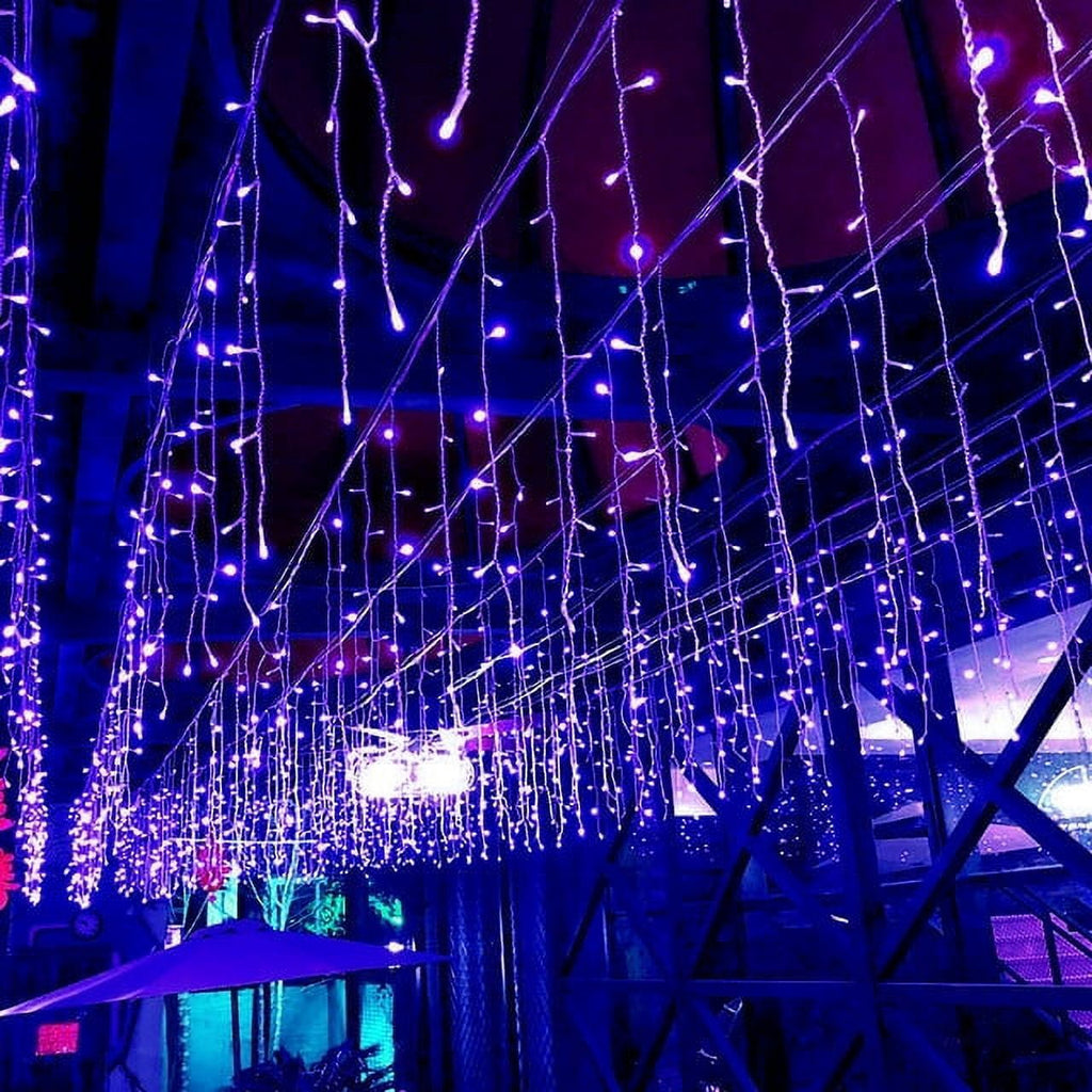 Christmas Icicle Lights Outdoor Decorations 120 LED 13ft Curtain Fairy String Light, Clear Wire LED String Light Indoor Decor for Wedding Party Christmas Holiday Decor