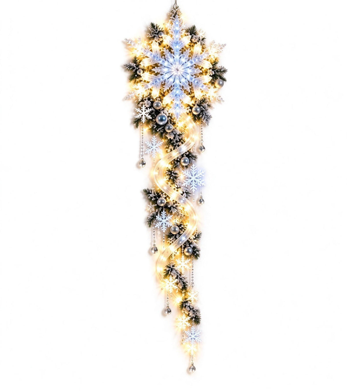 Snowman Magic Fountain, Flowing Snowflake LED Christmas Garden Light,Solar Power and Outdoor Garden Stake for Christmas Yard Decor