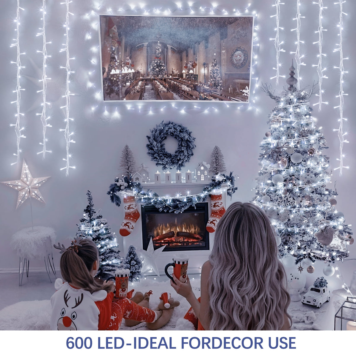 Scidweet Christmas String Lights, 196 FT 600 LED Twinkle Fairy Christmas Light with Remote for Indoor Outdoor Wedding Home Holiday Xmas Tree Decor, White