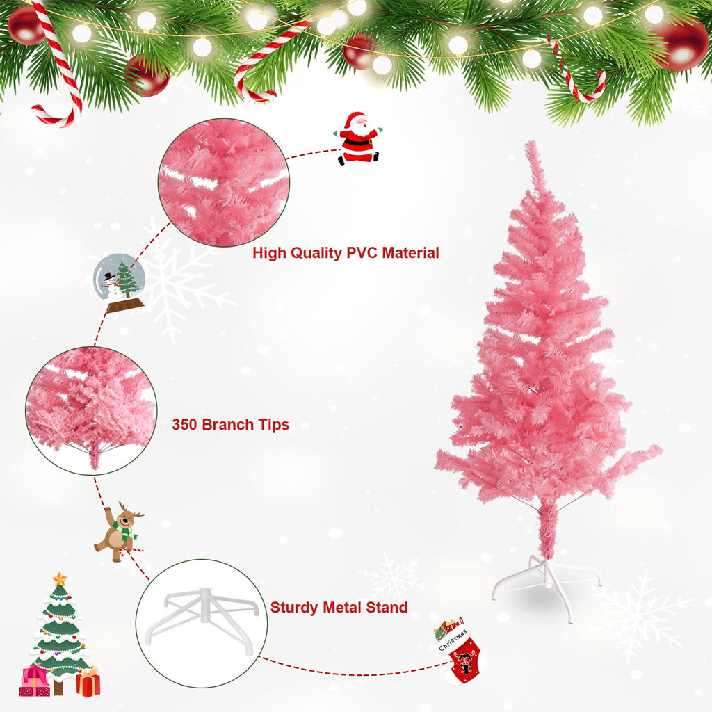 AGCAN Artificial Christmas Tree, 5ft Unlit Christmas Pine Tree with 350 Branch Tips, Xmas Tree with Metal Stand for Indoor Home Office Decor, Green