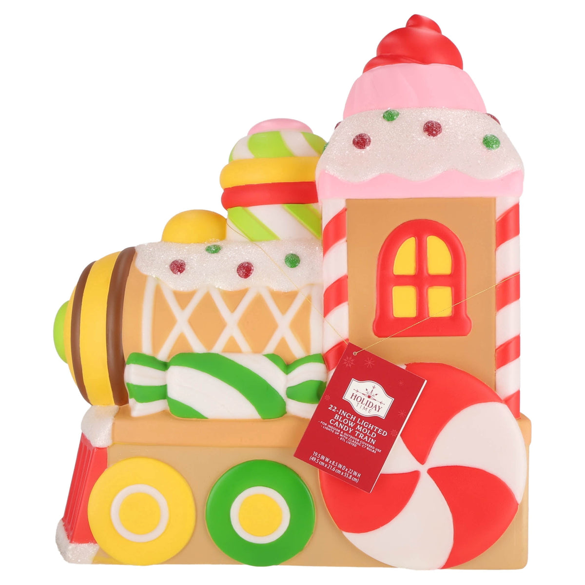 Lighted Blow Mold Candy Train Indoor/Outdoor Christmas Decoration, Multicolor, 22", by Holiday Time
