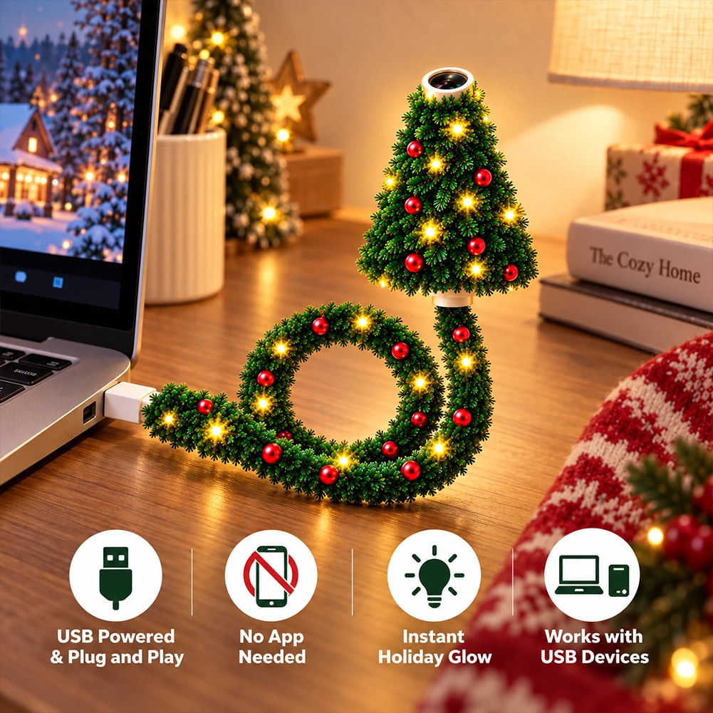 Christmas Projector Light Tree-Shaped, HD Plug Christmas Projector for Wall and Ceiling Decor, USB Indoor Christmas Light for Room, Party and Seasonal Displays